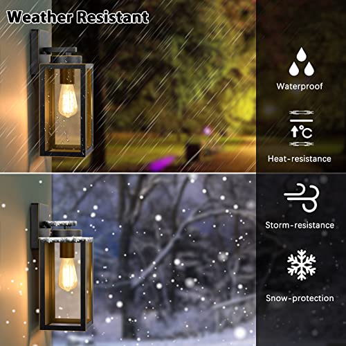 Image of BesLowe Outdoor Wall Light Fixtures, Porch Lights Black with Gold Trim