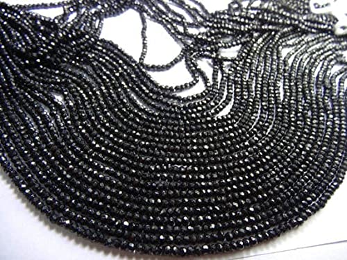 Spinel noir perles naturelles rondelles facettées 2.5mm fil 13.5 pouces création bijoux