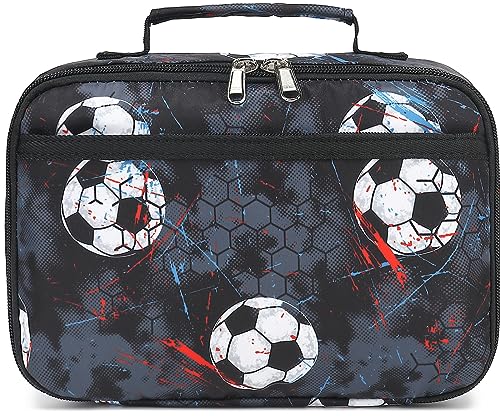CAMTOP Kids Soccer Lunch Box Boys Girls Insulated Lunch Cooler Bag Reusable Lunch Tote Kit for School Travel