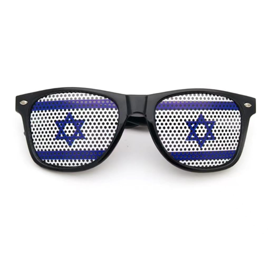 MetJakt World Cup/Euro Cup national flag stickers, sunglasses with small hole stickers, gift sunglasses (black,Israel)