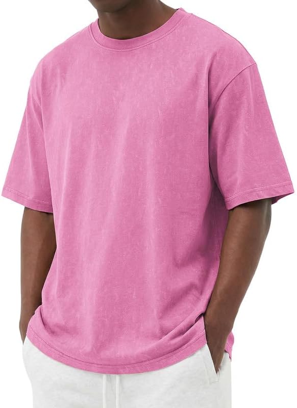 COOFANDY Men's Cotton T-Shirts Oversized Shirt Short Sleeves Streetwear Loose Fit Summer Tee Tops Washed Basic Unisex Shirts