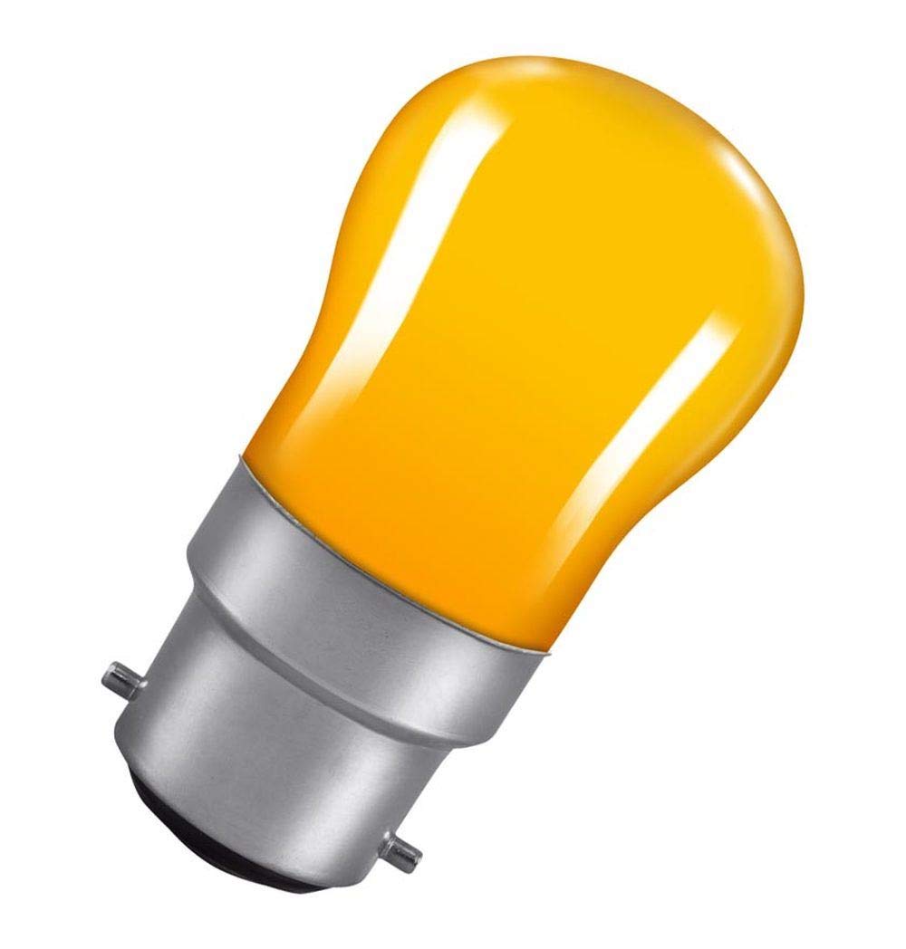 Crompton Lamps 15W Pygmy BC-B22d Dimmable Amber 25lm BC Bayonet B22 Incandescent Sign Coloured Outdoor External Festoon Light Bulb