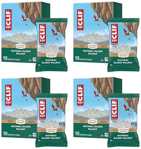 Image of CLIF BAR - Energy Protein Bars - Oatmeal Raisin Walnut - Made with Organic Oats - Energy Bars - Non-GMO - 10 Count (Pack of 4)