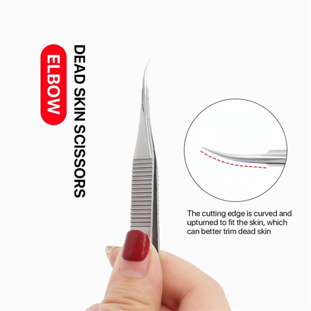 Maniküre-Schere, Ellenbogenschere, professionelle Nagelknipser aus Edelstahl, Salon-Maniküre-Werkzeuge, Silber, C