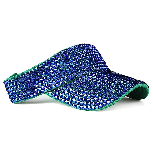 Image of Gudessly Shiny Rhinestones Sport Sun Visor Adjustable Summer Cap Visor Caps for Women Men