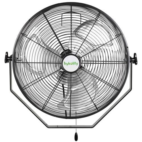 hykolity 4300 CFM 18 in. Industrial Wall Mount Fan, 3-Speeds High Velocity Wall Fan with Sealed Motor, Heavy Duty Metal Barn Fans for Garage, Workshop and Warehouse, UL Listed