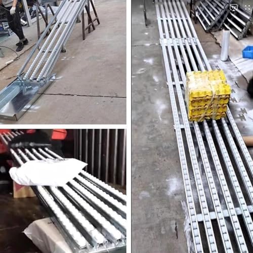 Magazynowy przenośnik rolkowy 40 x 250 cm wytrzymała stal do wysyłki i pakowania rolka wiadro koło zrzutowe srebrne wykończenie - wydajne rozwiązanie do przenoszenia materiałów