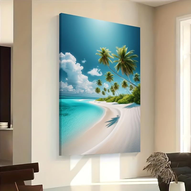 Tableau sur toile plage paradisiaque 70 x 90 cm impression HD - 4