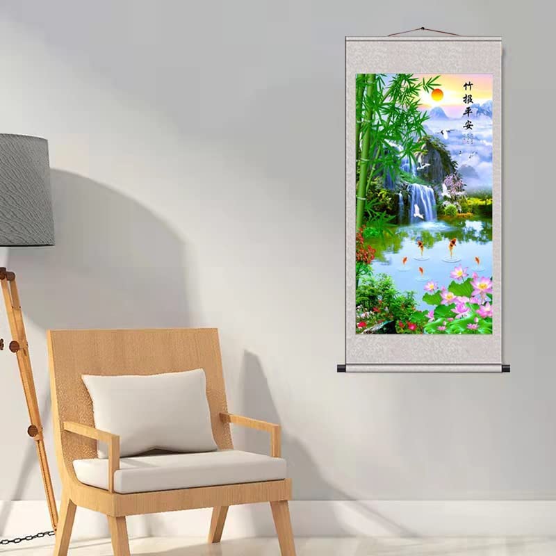 Amazon｜開運画掛軸（年中掛）掛け軸-竹に雀/春夏飾り- おしゃれ掛
