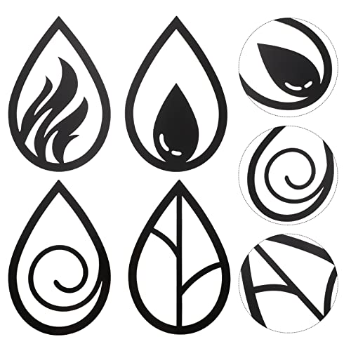 HOMSFOU Home Decor Metal Wall Art: Air Fire Symbol Sign 4pcs Geometric Wall Hanging for Home Living Room Decorative Wall Decoration Black 3d Wallpaper - Image 4