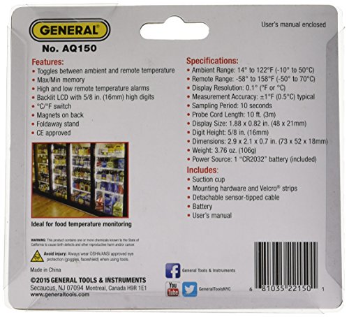 General Tools AQ150 In and Out Aquarium Thermometer with Waterproof Probe - Image 4