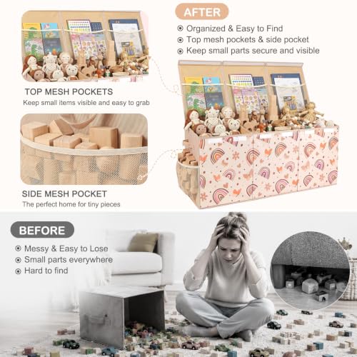 Image of Toy Box with Adjustable Divider Large Toy Chest Storage for Nursery Kidroom