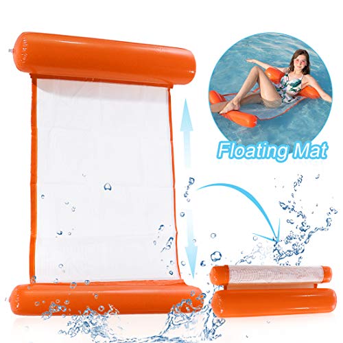 O-Kinee Amaca Gonfiabile Lettino Galleggiante Amaca di Acqua Amaca Galleggiante Versatile Piscina per Adulti Spiaggia Rilassante Piscina per Prendere Il Sole Partito (Arancia)