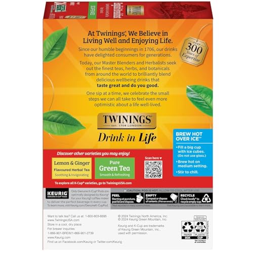 Image of Twinings Decaf English Breakfast Tea K-Cup Pods for Keurig, Naturally Decaffeinated Black Tea, Smooth, Flavourful, Robust, 24 Count (Pack of 3)