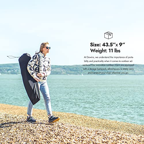 Dowinx Oversized Rocking Camping Chair, Fully Padded Patio Chair With Side Pocket And Carry Bag, High Back Portable Lawn Recliner With Headrest, Support 300 Lbs, Blue #TOP4