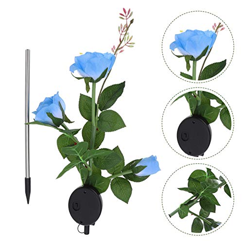 Yardwe 3-Cabeças de Flor Rosa Luzes Do Jardim Luzes Do Jardim Ao Ar Livre Solar Estaca Luz Solar Pai