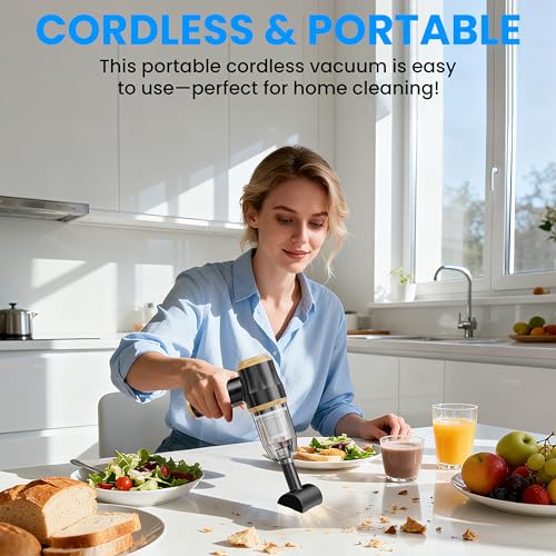 Image of Mini Car Vacuum 15000Pa Portable Cordless Handheld Vacuum Cleaner and Air Duster with 2 Filter for Car, Sofa, Office, Pet, Home