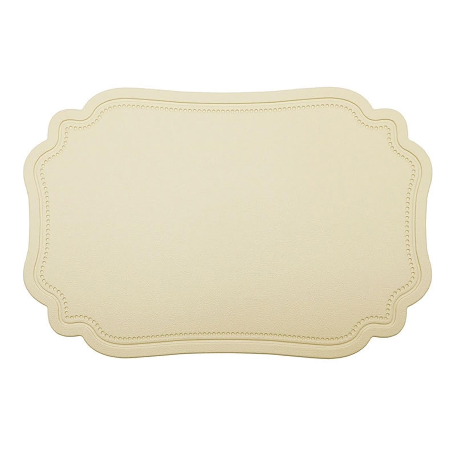 Juego de 4 manteles individuales, elegantes, 30 x 45 cm, monocolor, irregular, PVC, piel, beige y amarillo