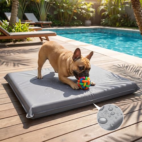 Veehoo Dog Crate Pad Double-Sided Waterproof Crate Mat Bed Outdoor Kennel Mat Pet Sleeping for Medium Large Dogs Clooling Waterproof Wipeable Anti-Slip Kennel Pads 30 x 22 Inch Gray