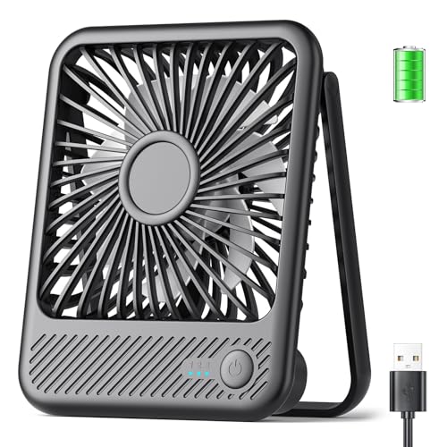 Koonie USB Tischventilator, 2000mAh Mini Tischventilator, 3 Geschwindigkeiten & 180°Einstellbar,...