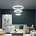 Winretro Modern LED Chandeliers Crystal Chandelier 3 Ring Round Pendant Lighting Adjustable Stainless Steel Ceiling Light Fixture for Living Room Dining Room Bedroom