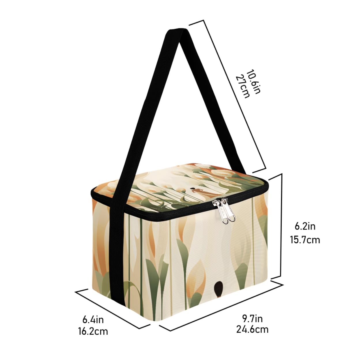 GzLeyigou Lunch Bags for Women Men 9 Cans,Womens with Flowers Hot & Cold Food Delivery Bag Insulated Grocery Bag Insulated Lunch Box Floral Cooler Bag for Office Work Picnic Beach