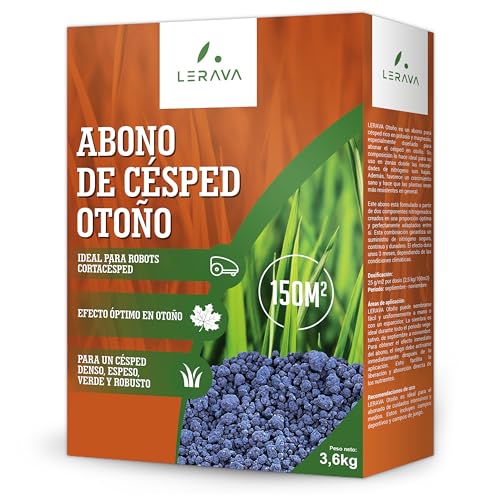 LERAVA® OTOÑO abono cesped otoño invierno – fertilizante cesped potásico – reverdecimiento del césped – abono para cesped – regenera después del verano para una resistencia máxima al invierno – 150 m²