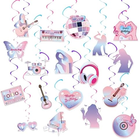 fmsao Birthday Party Decorations Singer Theme Party Supplies Hanging Swirls for Girls Birthday Decorations Cover