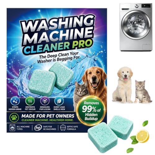 PrimeDrum Washing Machine Cleaner Pro 12 Pieces Washing Machine Pro Cleaners Enzyme Deep Clean Tablets for Pet Hair Remove and Eliminates Odor Freshen Drum for All Washing Machines1 Box