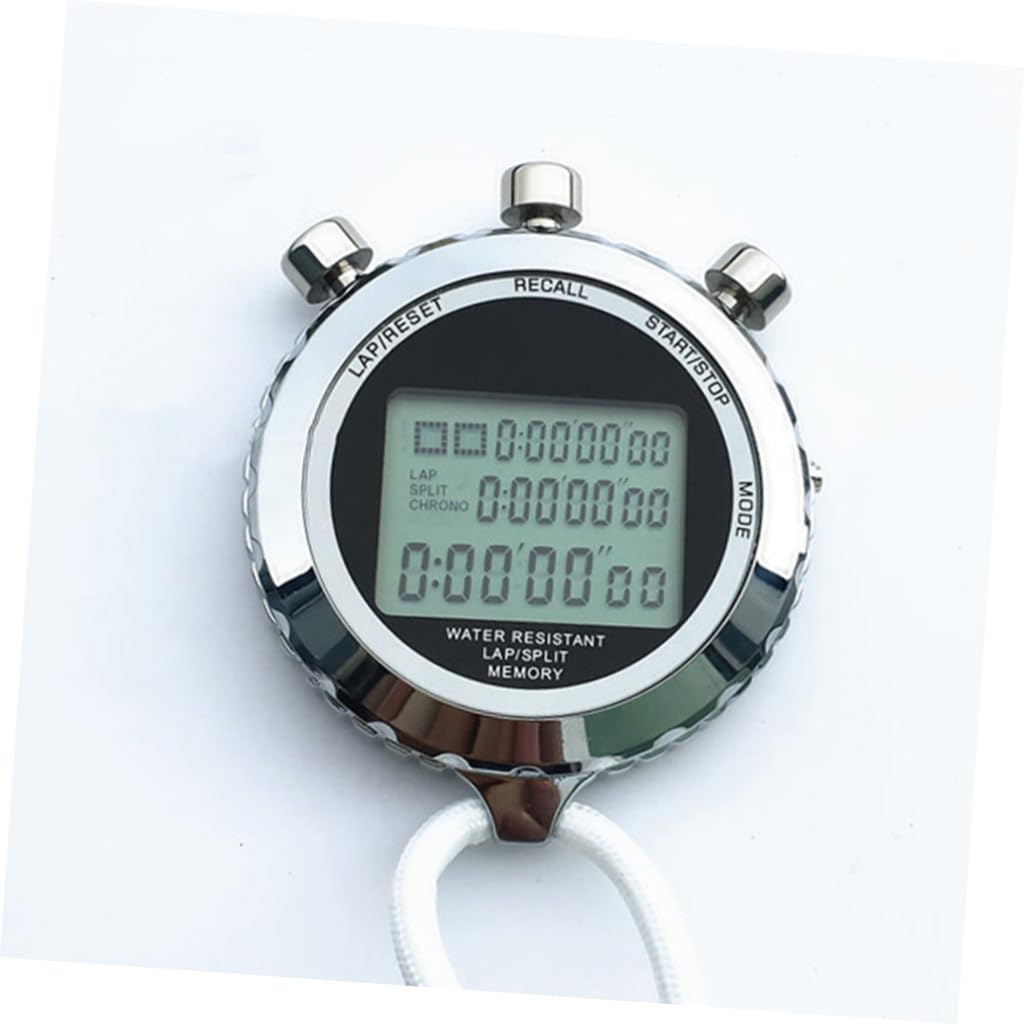 Cronómetro Digital Profesional de Mano con LCD, Cronógrafo Electrónico Temporizador Portátil, Acero Inoxidable, 3 Niveles, 30