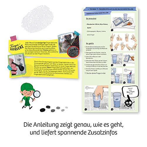 KOSMOS 654221 Fun Science - 3D-Fingerabdrücke, 3D-Skulpturen selber Machen, Abdruck-Set für die eigenen Finger, mit Klon-Pulver und Gips, KOSMOS Experimentierset für Kinder ab 8 Jahre, Silver – Bild 6