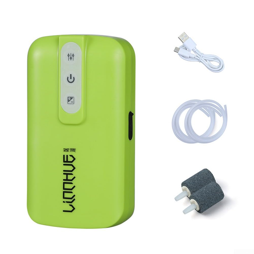 DAZZLEEX Aquarium Batterie Luftpumpe, Angeln Sauerstoff Luftpumpe, Silent Sauerstoff Luftpumpe USB 2600mA 40h Akkulaufzeit