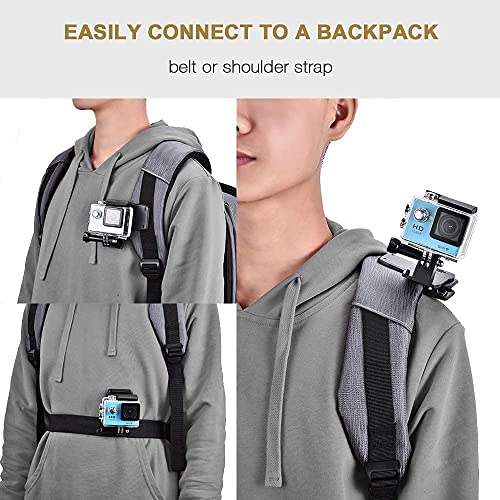 Image of BKN New 360 Degree Rotatable Backpack Clamp J Hook Mount Adapter for GoPro Hero 9, 8, 7, 6, 5, Yi, 4K, Eken, H9, Sjcam, Sj9, Go Pro, Accessory