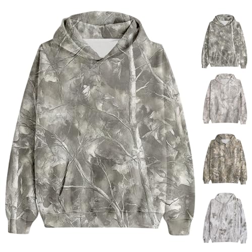 Womens Camo Hoodie Maple Leaf Print Oversized Hooded Sweatshirt Fleece Pullover Camouflage Hoodies for Women Trendy4