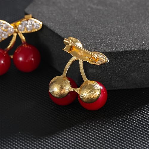 Image of Cute Lemon Brooch Pin for Women Rhinestone Fruit Little Brooch Sparkling Crystal Strawberry Cherry Enamel Pin Christmas Birthday Art Deco Jewelry Gifts