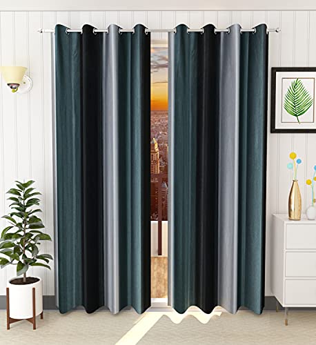 Image of HOME UTSAV 2 Piece Plain Shade Curtains for Window 5 Feet, Black (Black, 5 Feet (2Pc))