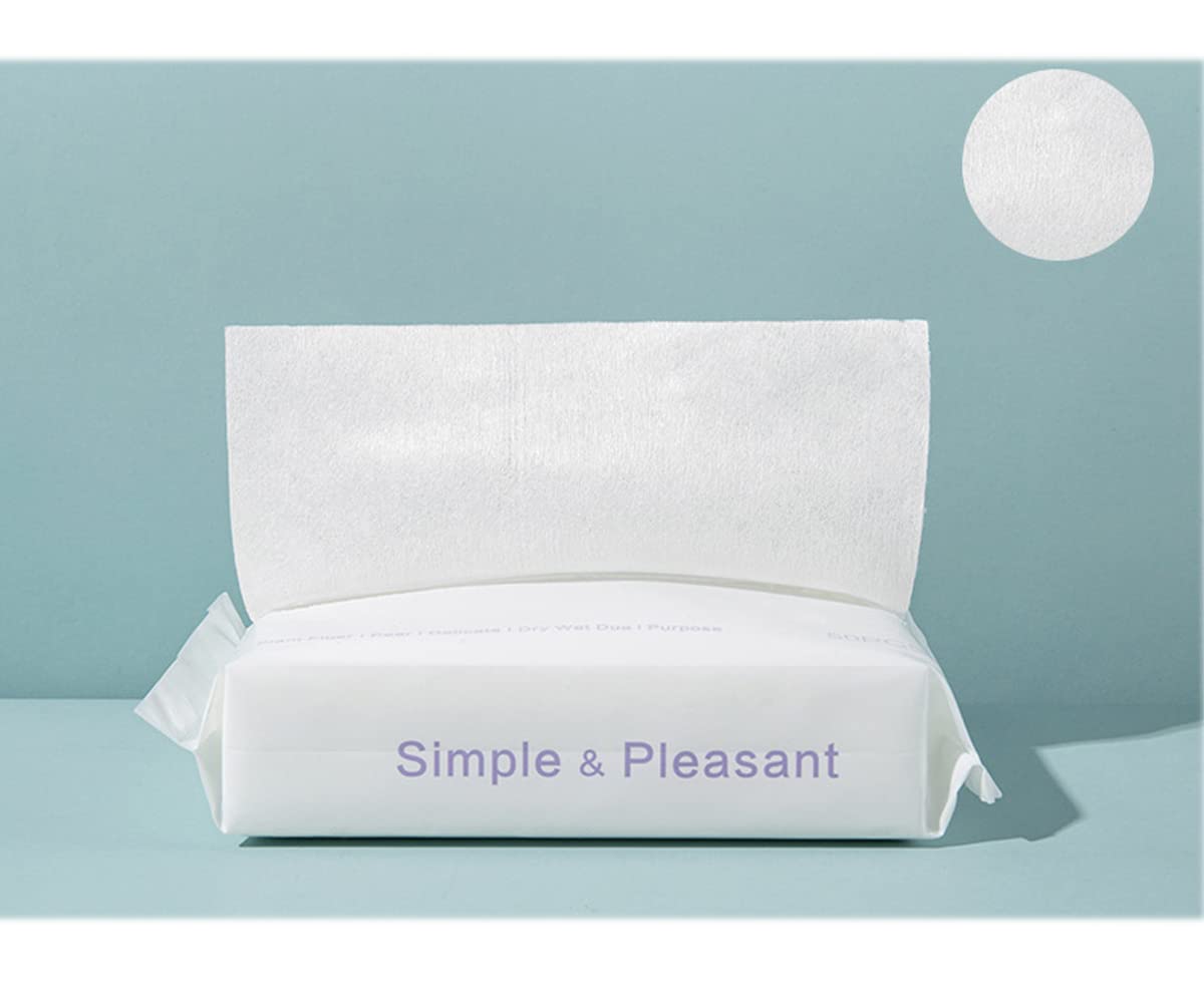 Lingettes douces et sèches, 20x20cm, tissu en coton ultra doux pour bébé, absorbantes en le visage, les yeux, démaquillant et le vernis à ongles, nettoyantes jetables le visage (2 paquets) (unies)