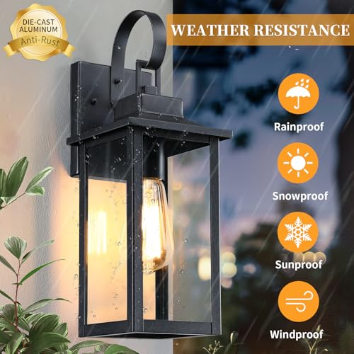 Large-Outdoor-Wall-Lights-Exterior-2-Pack-168-Waterproof-Front-Porch-Lights-Outdoor-with-Tempered-Glass-Anti-Rust-Modern-Black-Outdoor-Light-Fixtures-Wall-Mount-Single-head-for-House-Patio-Garage Large Outdoor Wall Lights Exterior 2 Pack 168 Waterproof Front Porch Lights Outdoor with Tempered Glass Anti Rust Modern Black Outdoor Light Fixtures Wall Mount Single head for House Patio Garage