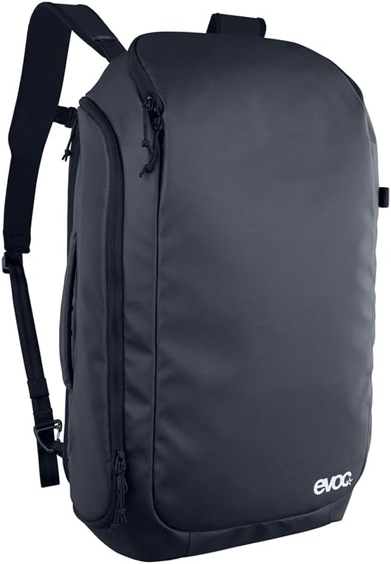 EVOC Athlete 30L Backpack for Cycling & Travel - Lightweight Carbon Grey/Black, Convertible Carry-On, Quick Access Pockets & Trolley Strap