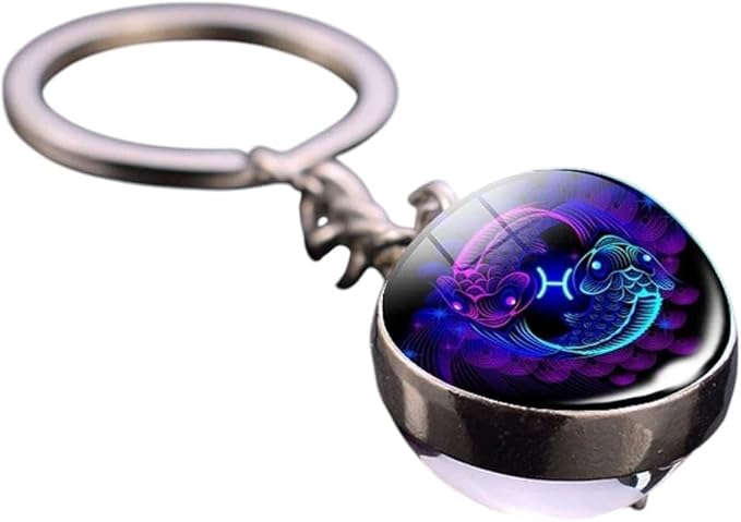 12 Zodiac Sign Luminous Keychain Keyring Aries Taurus Gemini Cancer Leo Scorpio Constellation Key Chain Buckle Glowing Gifts