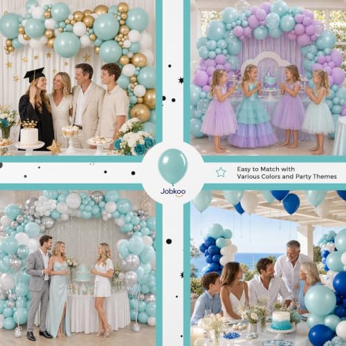 Image of Jobkoo Pearl Teal Balloons, 12 Inch Pearl Turquoise Aqua Blue Latex Balloon