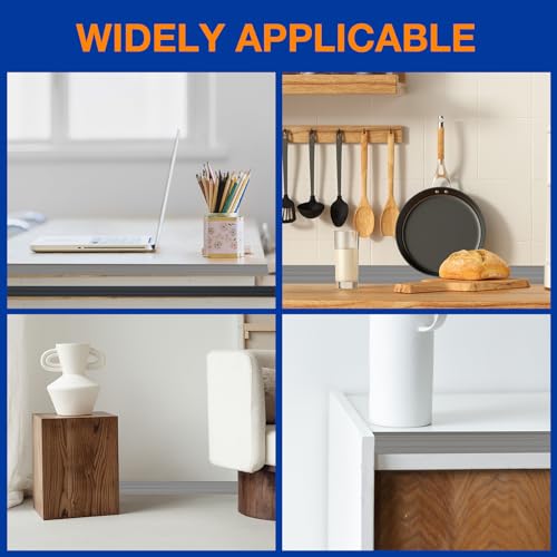 Image of Wall Corner Protector, Inside & Outside Self Adhesive Wall Corner Guard&Edge Protector, Flexible Vinyl Corner Moulding Trim Caulk Strip, Peel and Stick Trim for Ceiling, Countertop, Grey, 2.4inx10ft