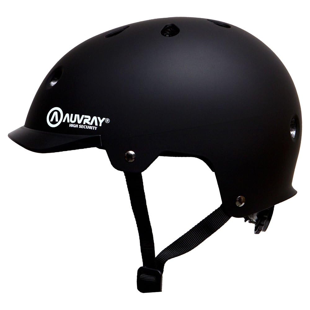 Casco para bicicleta adulto AUVRAY negro urbano ajustable talla 54-58 con luz 2