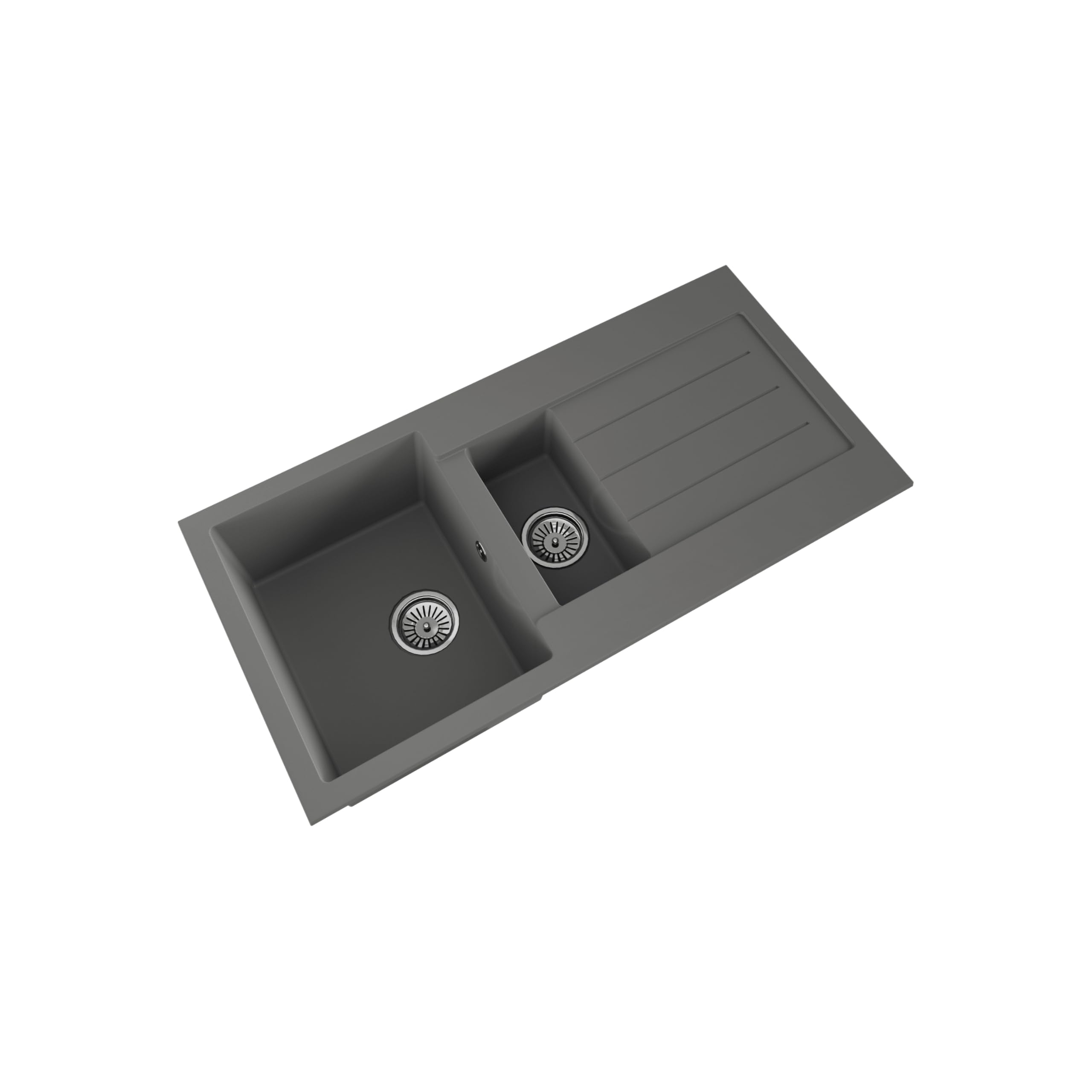 Balterley 101Cm Kitchen 1.5 Bowl Composite Inset Sink With Overflow & Drainer - Matt Grey