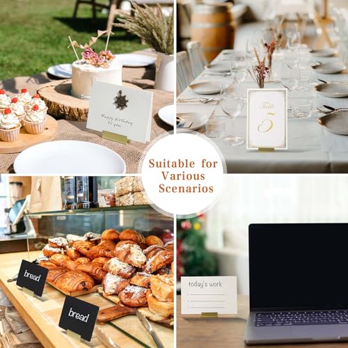 Image of Gold Table Number Holders, 12-Pack Metal Place Card Stands & Picture Holders with Storage Box - Ideal for Weddings, Anniversaries, and Parties