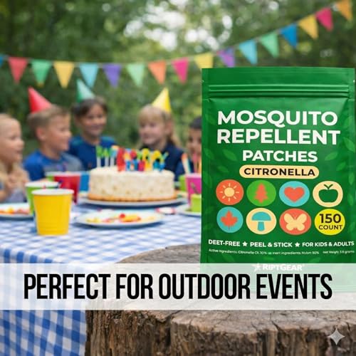 Image of RiptGear Natural Mosquito Patch Stickers for Kids - Insect Citronella Oil Stickers (150 Pack)