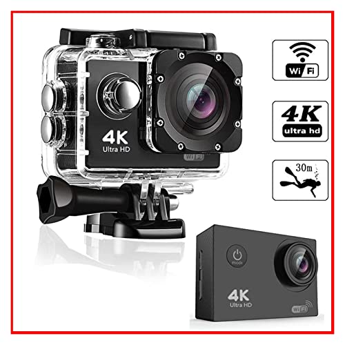 Image of Action Camera Action Camera Ultra HD 4K WiFi 2.0-Inch Screen 170D Underwater 30M Go Waterproof Pro Helmet Video Recording Cameras Sport Cam (Bundle : Only Camera Color : Blue)