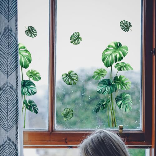 Set de calcomanías de ventana de PVC impermeable hoja Monstera miniatura 3