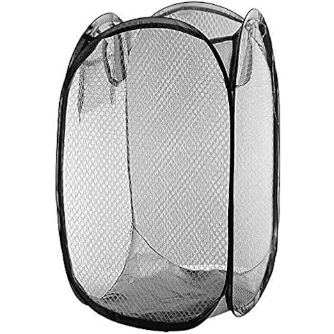 WARESHARK Black Pop Up Laundry Bag Washing Foldable Popup Basket Bag Mesh Hamper Storage Cover