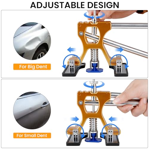 Image of Car Dent Puller Kit, Paintless Dent Removal Kit, Car Dent Repair Kit with Golden Lifter, Dent Remover Tool for Car Hail Damage DIY Repair
